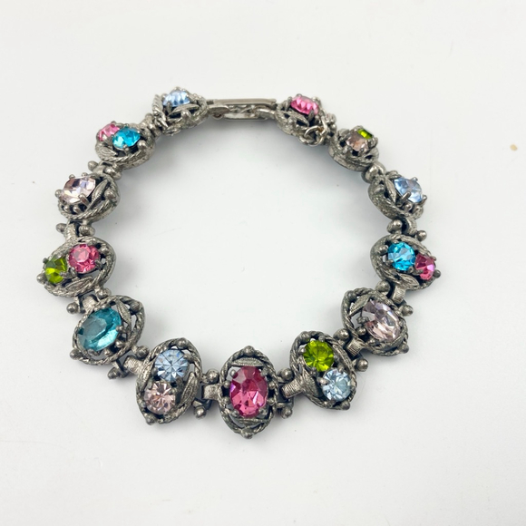 Vintage Hollycraft Fruit Salad Bracelet – Multicolor Rhinestone Statement. - Picture 6 of 7